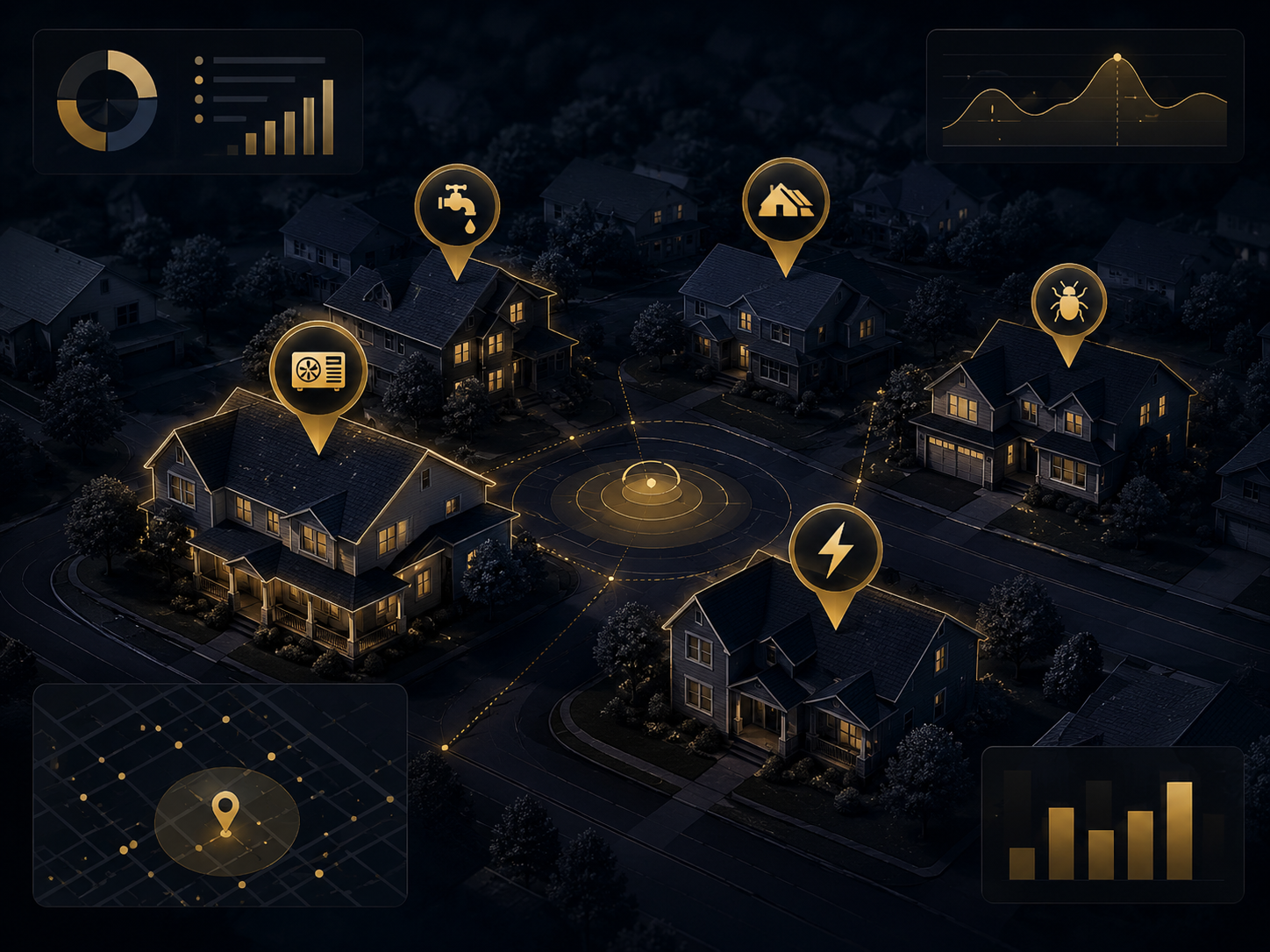 Home services category visual with household and property signals